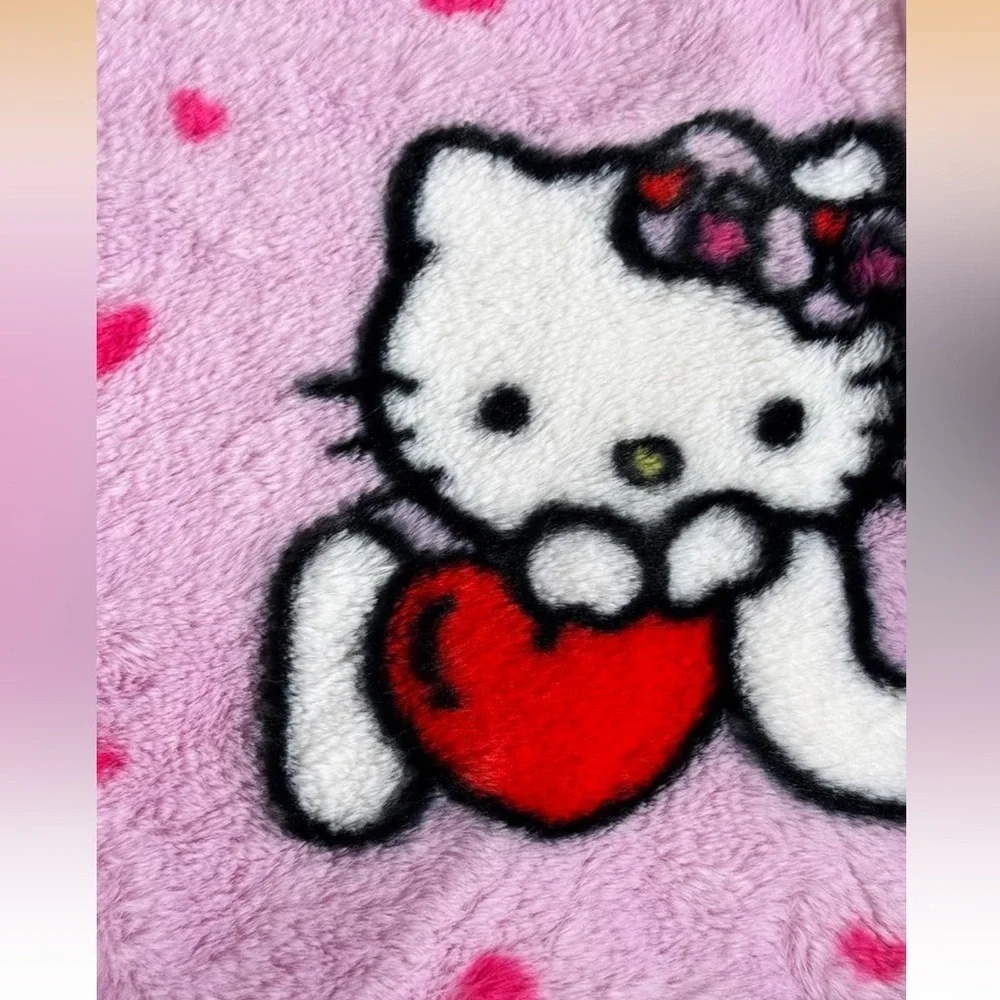 Hello Kitty Faux Rabbit Fur Valentines Day Throw Blanket